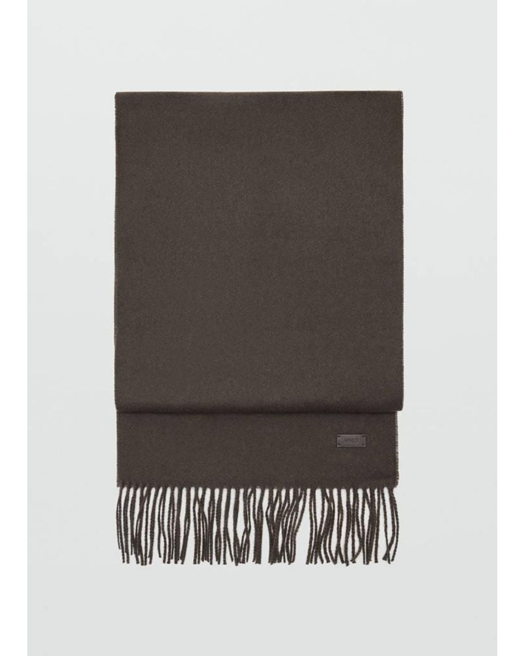 Mango Gray Plain Fringed Scarf for men