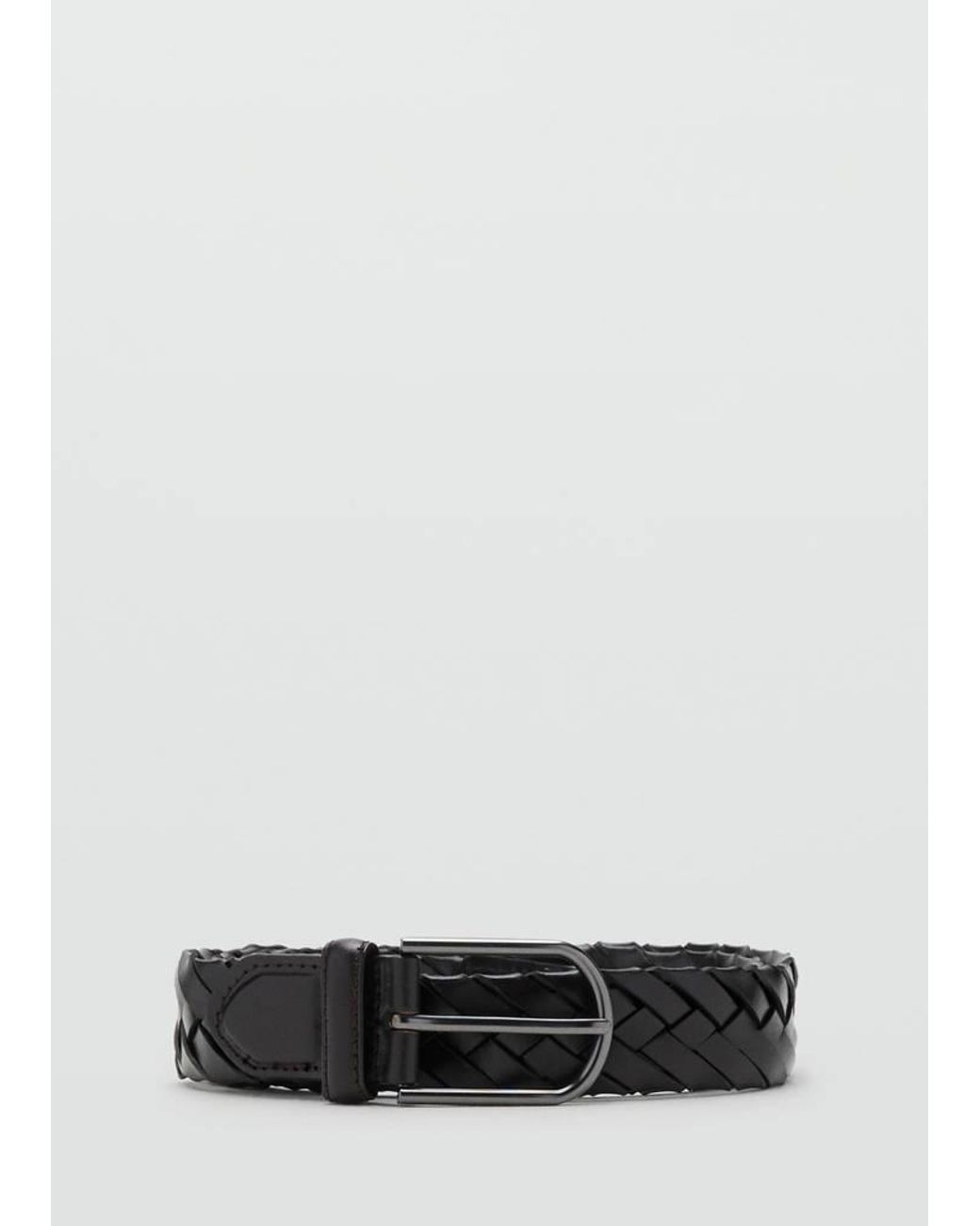 Mango Black Braided Leather Belt for men