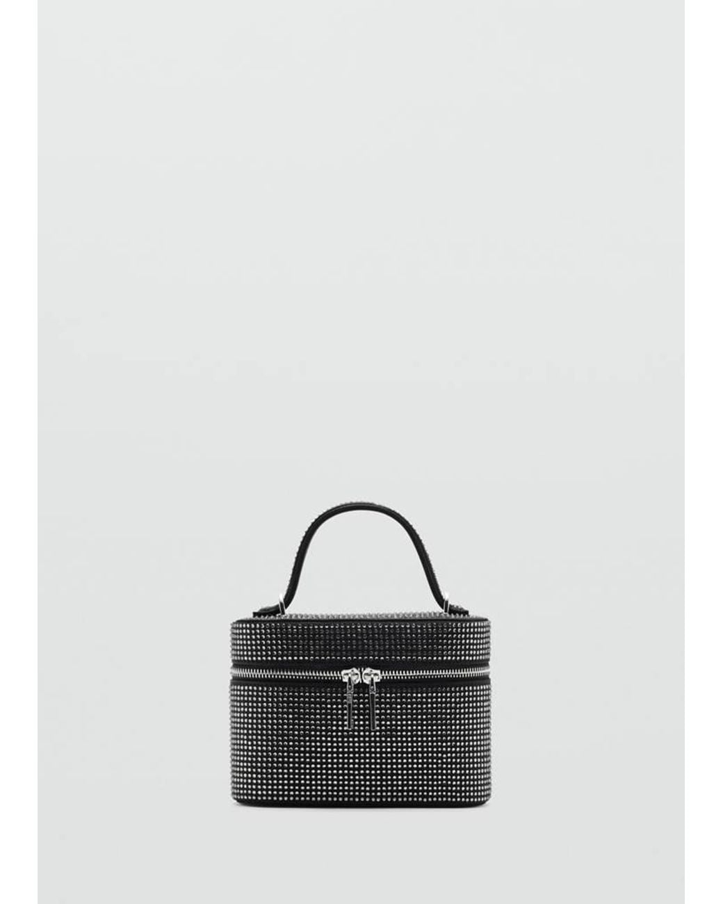 Mango Black Vanity Bag With Rhinestones