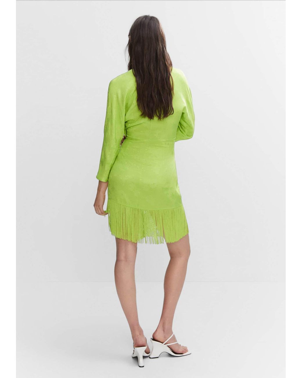 Mango green fringe dress sale