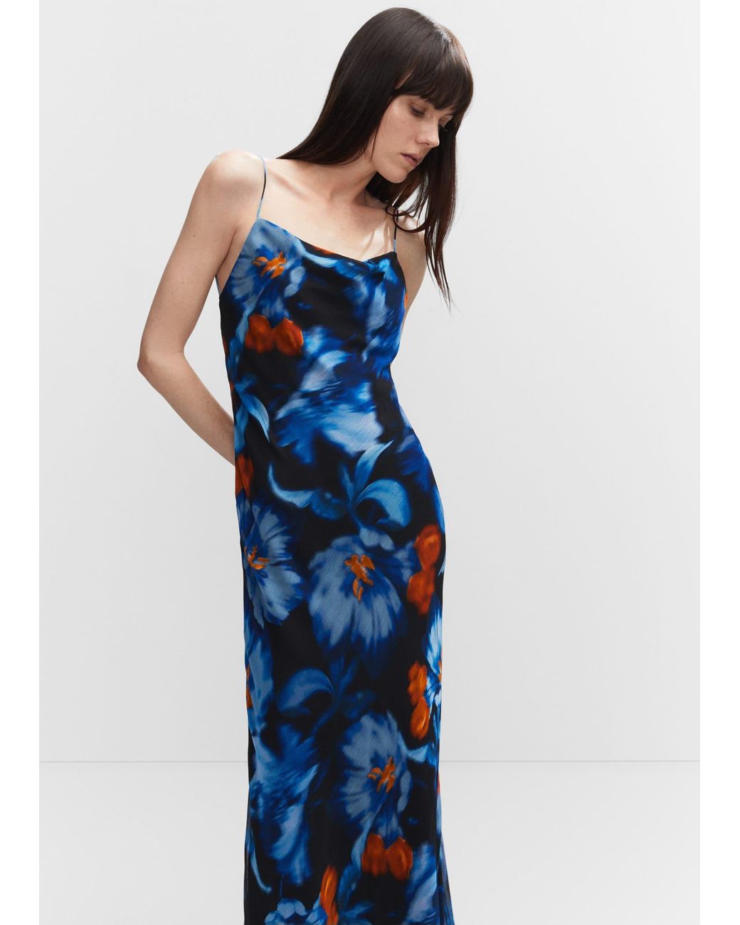 Mango floral chiffon dress hot sale