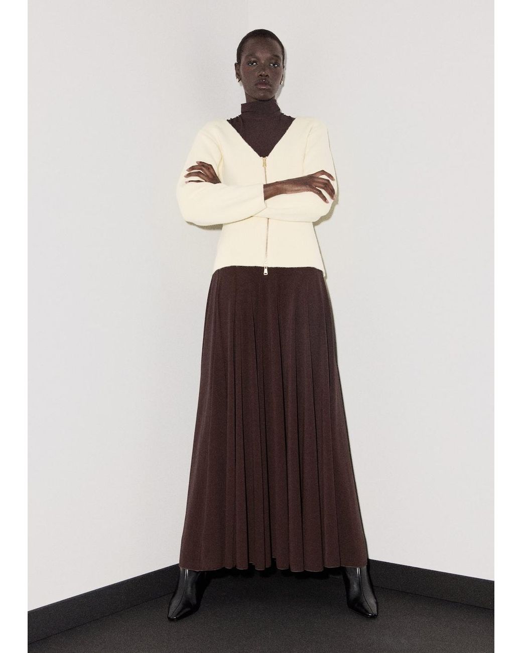 Mango Knitted Jacket With Zip in Natural Lyst UK