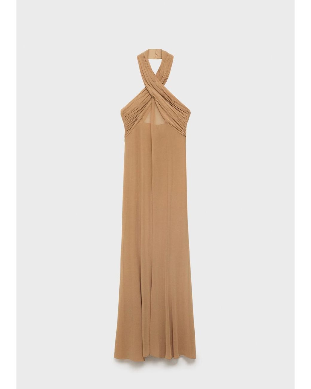 Mango Long Semi-Transparent Dress With Crossed Neckline in Natural | Lyst Mango Long Semi-Transparent Dress With Crossed Neckline in Natural | Lyst