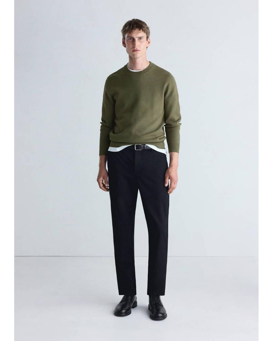Mango Black Slim-Fit Comfort Thermolite Trousers for men
