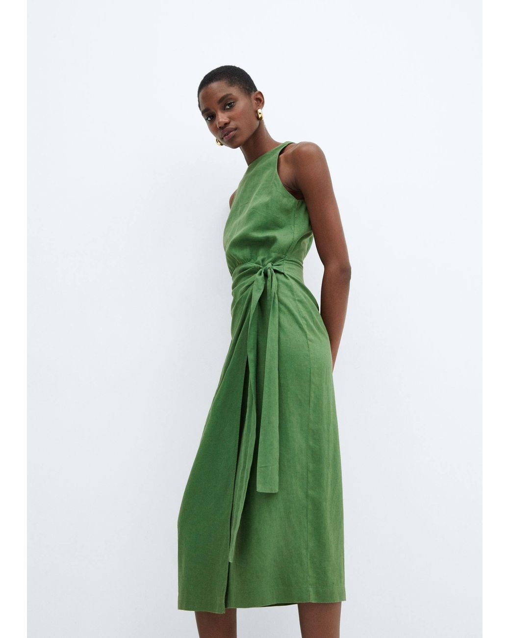 mango bow linen blend dress Bow linen-blend dress