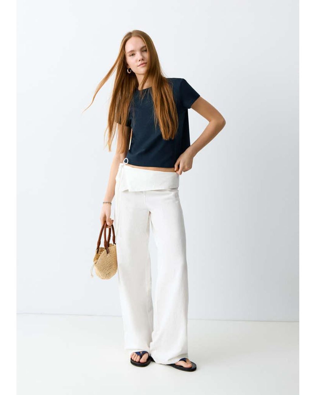 MANGO TEEN White Essential Cotton-Blend T-Shirt