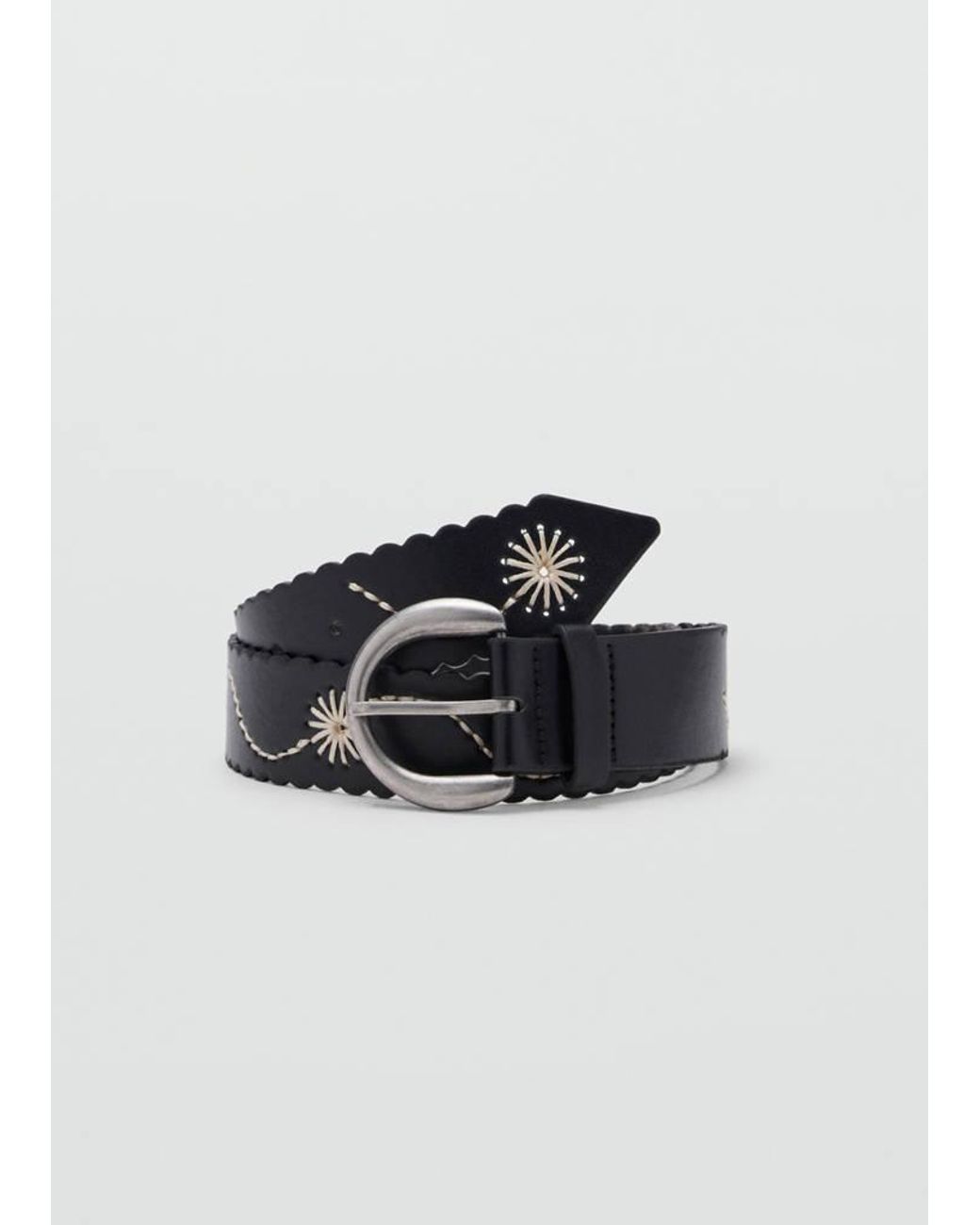 MANGO TEEN Blue Embroidered Leather-Look Belt