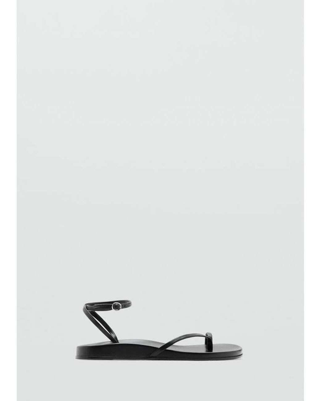 Mango White Leather Straps Sandals