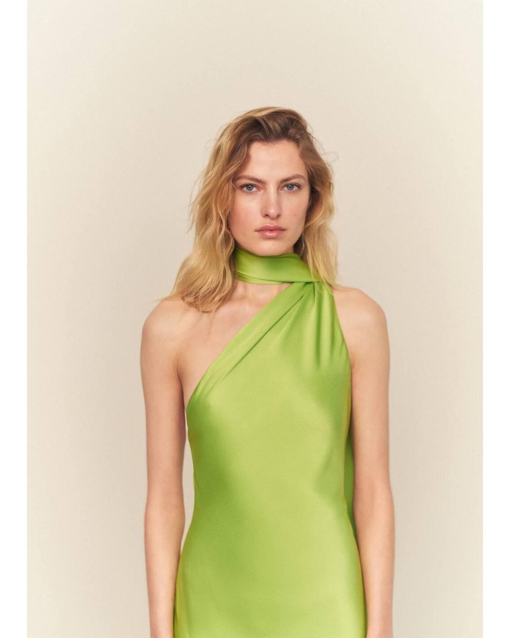 green emerald velvet dress Domenica Lime Green Halter-Neck Wrap Maxi Dress – Club L London main image 1