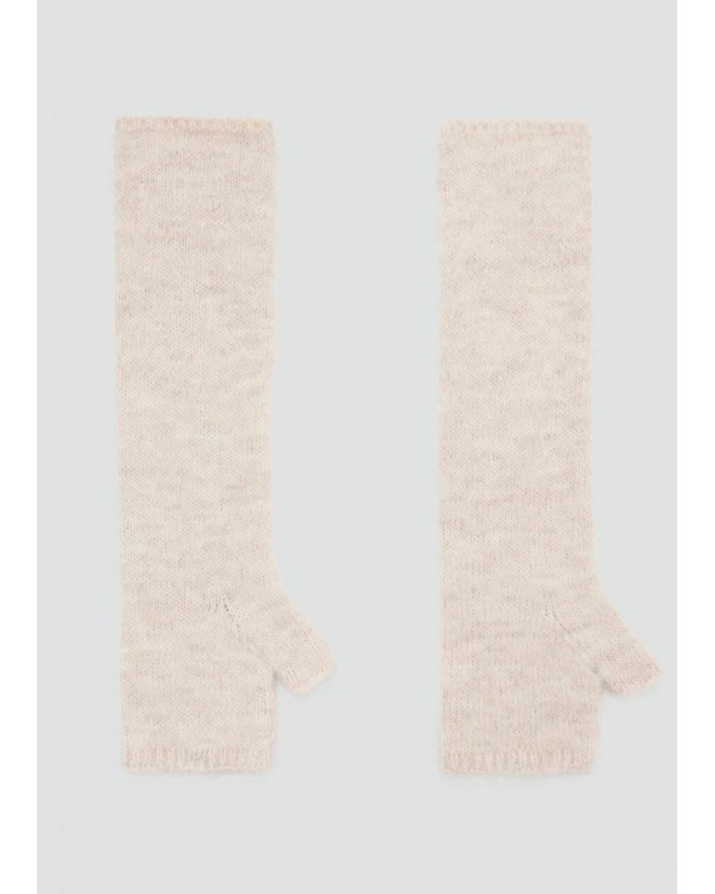 Mango White Long Knitted Mittens