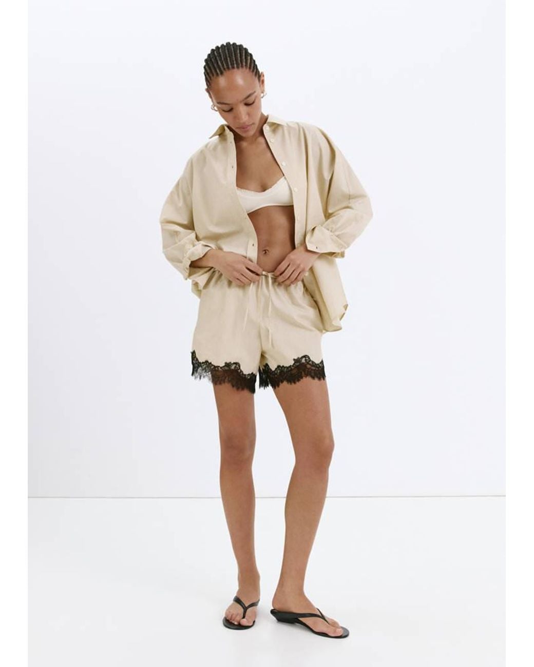 Mango Natural Poplin Stripe Shirt