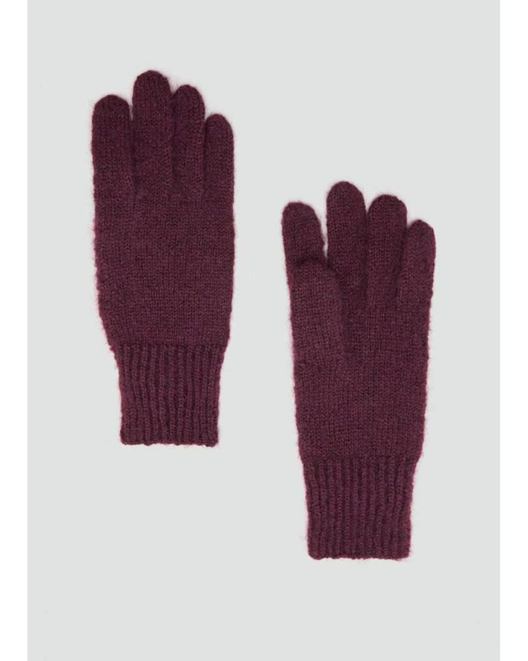 Mango Purple Plain Knit Gloves