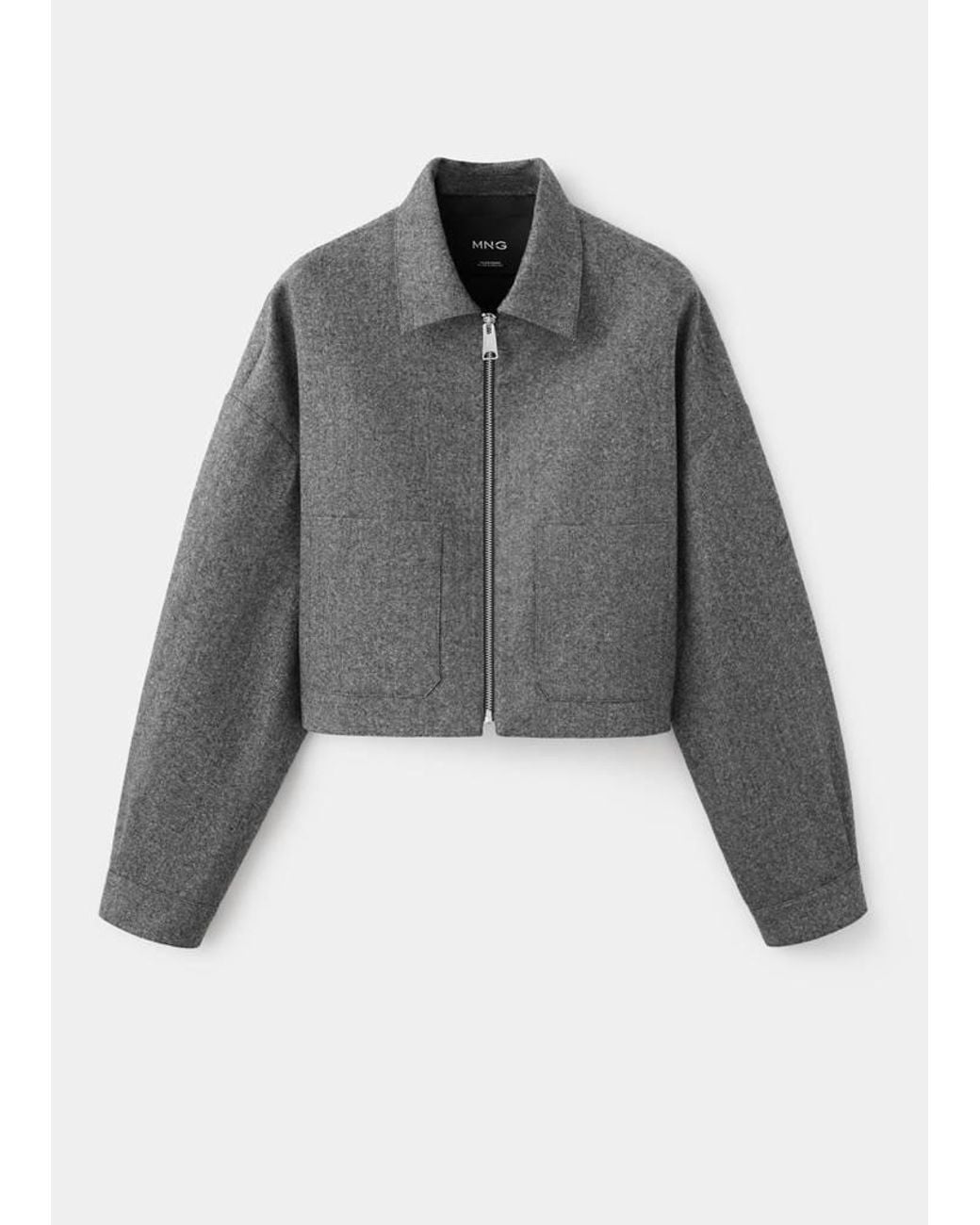 Mango Black Short Wool-Blend Jacket