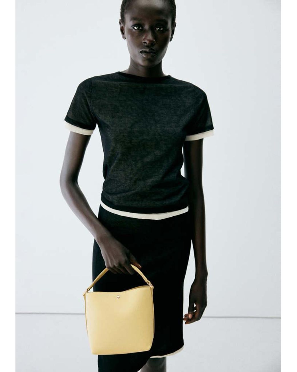 Mango Natural Faux-Leather Bucket Handbag