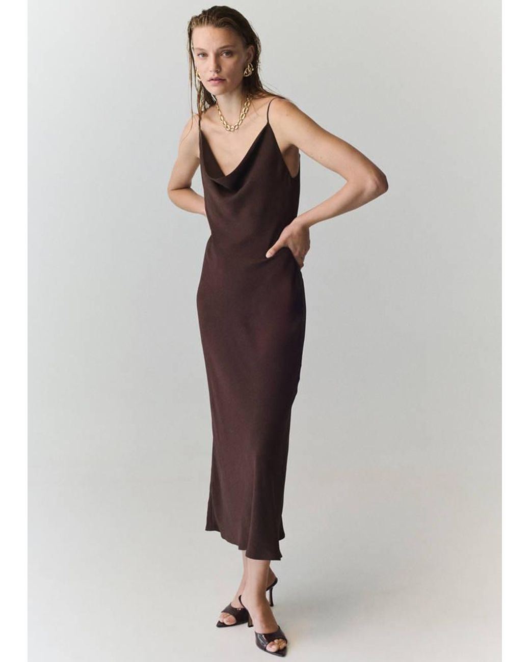 Mango Multicolor Draped Dress With A Crinkled Effect