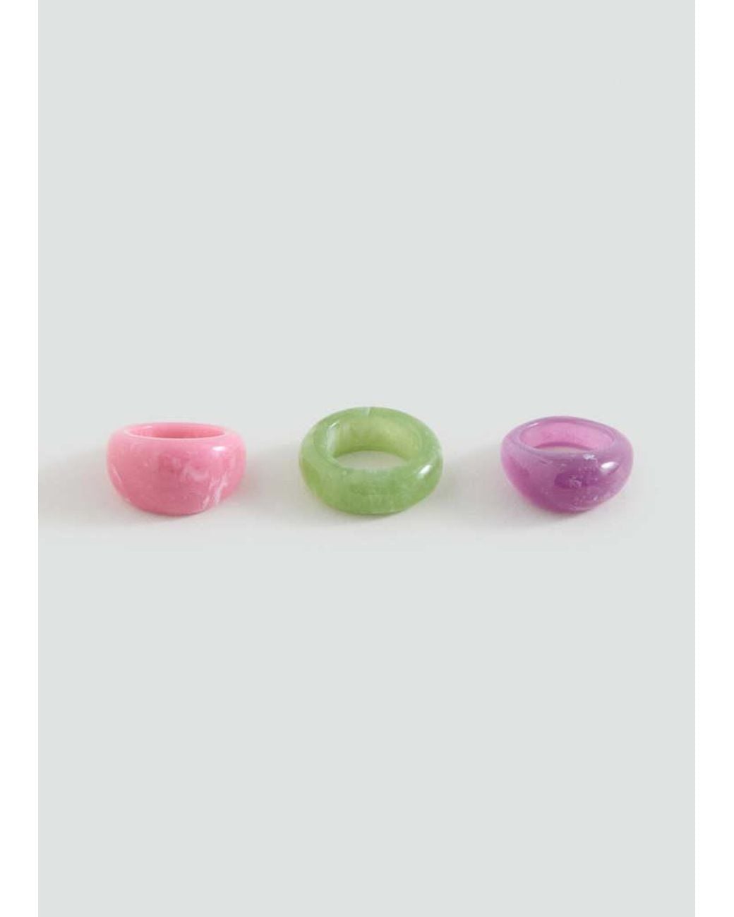 MANGO TEEN Pink 3-Pack Resin Rings