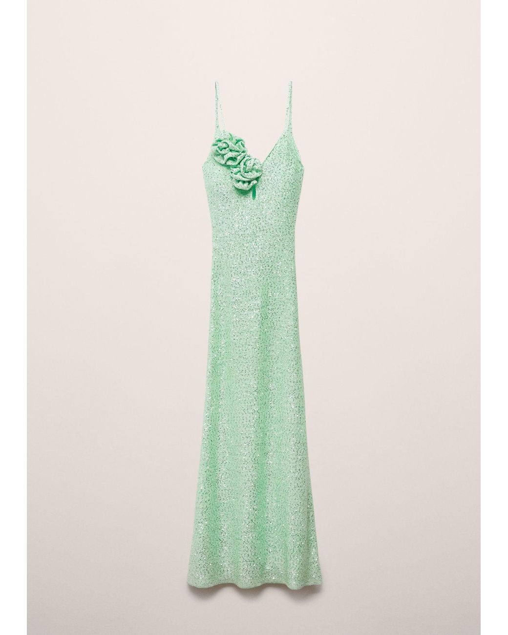 Mango Sequined Dress With Flower Detail Pastel in Green | Lyst UK