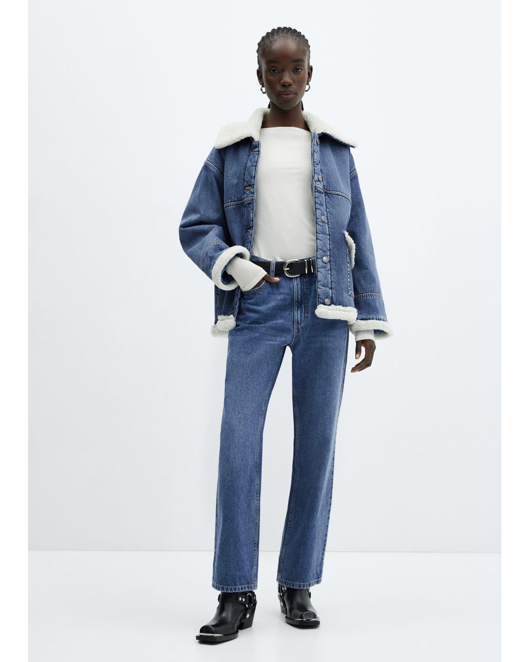 Faux shearling jacket mango deals