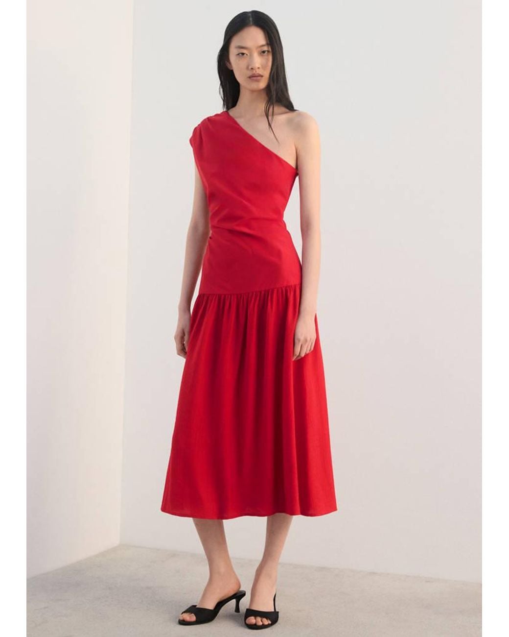mango asymmetrical pleated dress Asymmetrical pleated dress
