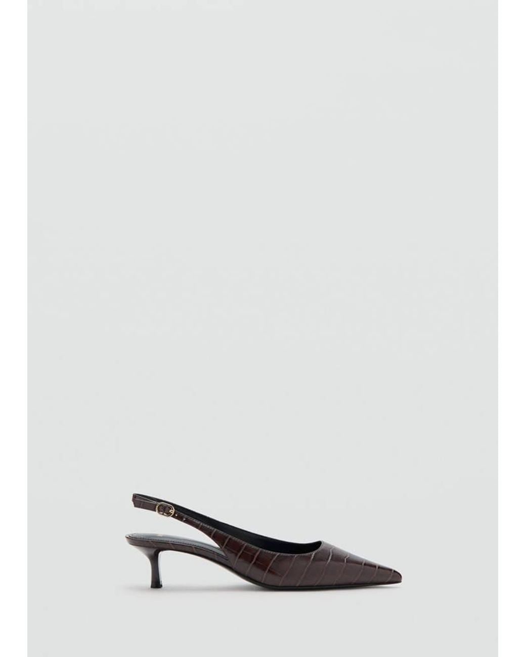 Mango White Croc-Effect Heeled Shoes