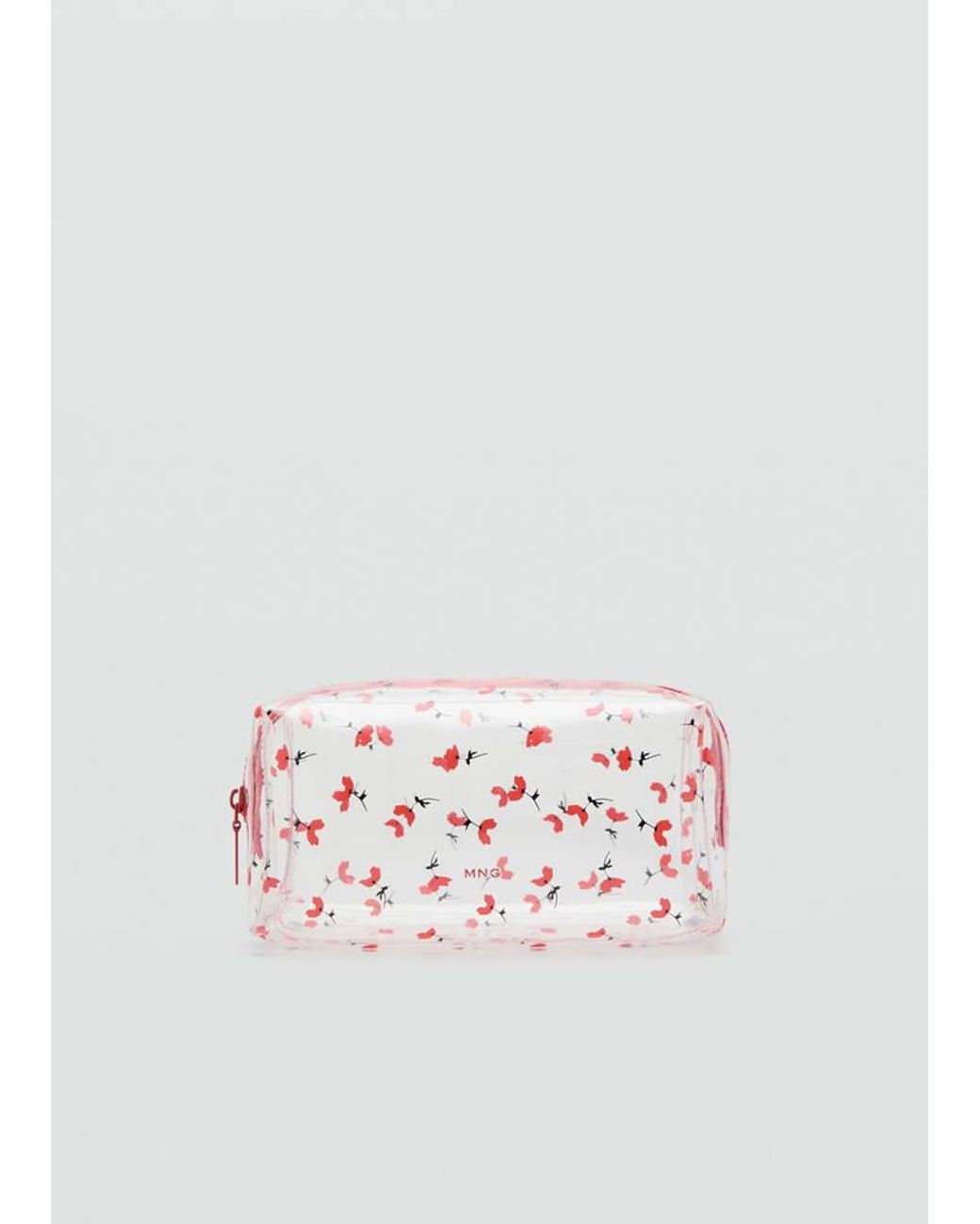 Mango Pink Large Transparent Floral Toiletry Bag
