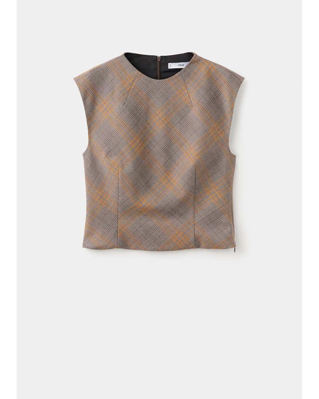 Mango Natural Fitted Check Top