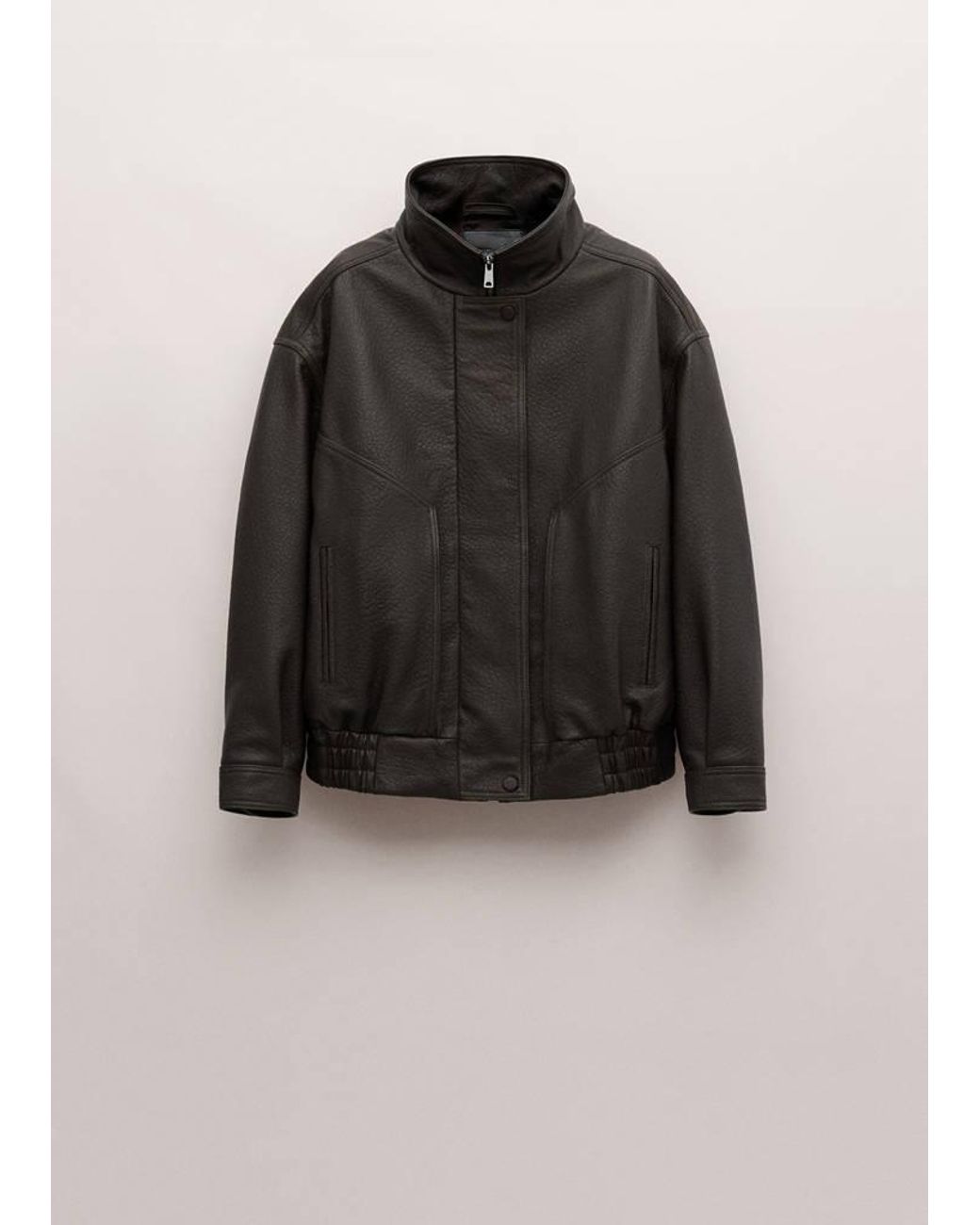 Mango Brown Oversized Leather Jacket