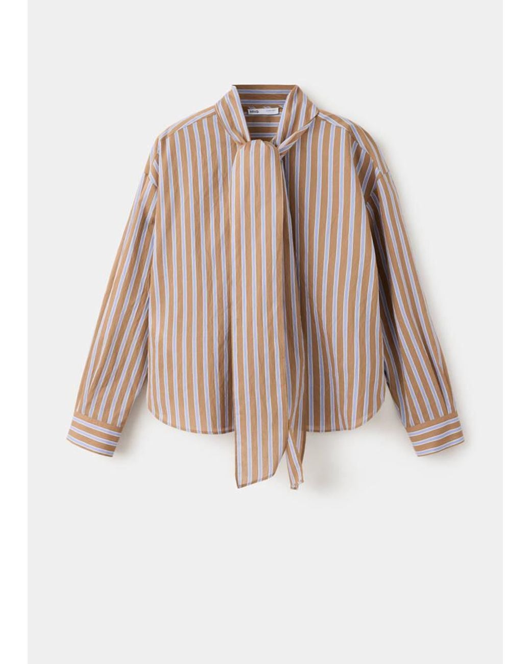 Mango Natural Striped Bow Blouse