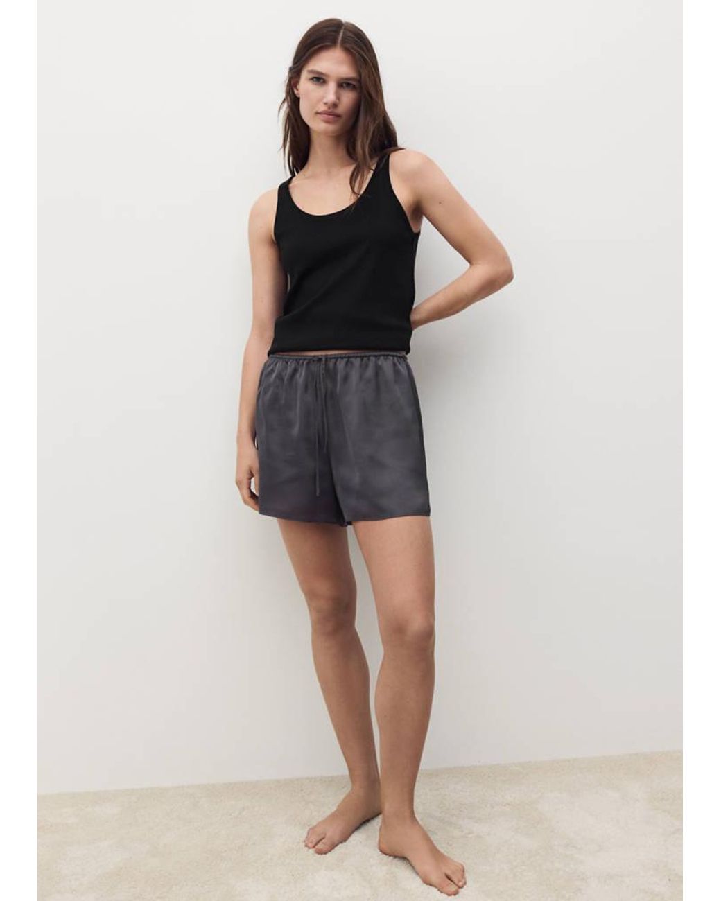 Mango Black Cotton Round-Neck Top