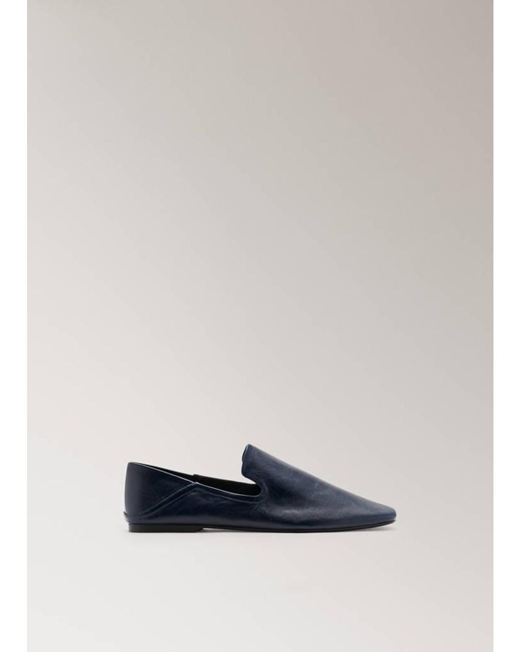 Mango Blue Leder-Pantoffel-Sneaker