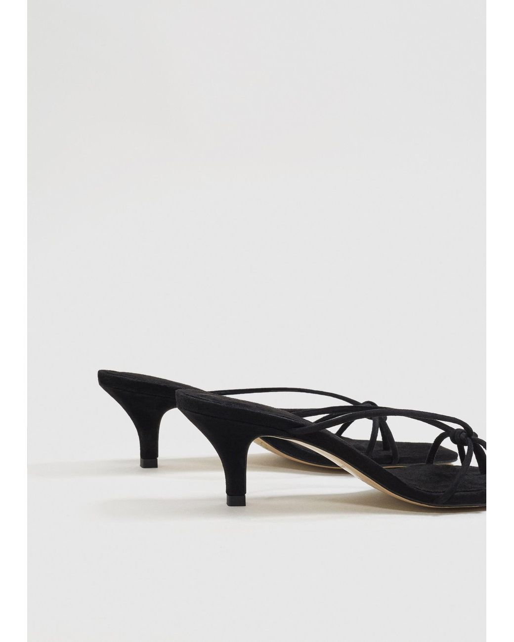 Mango Heel Leather Sandals in Black | Lyst UK