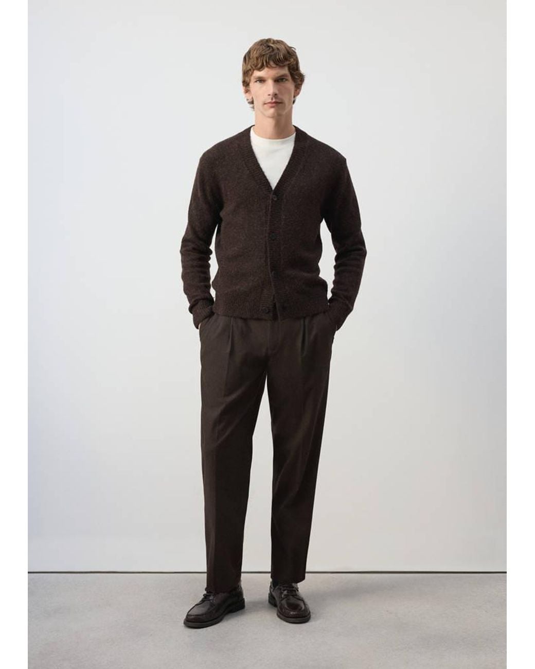 Mango Black Alpaca Wool Blend Knit Cardigan for men
