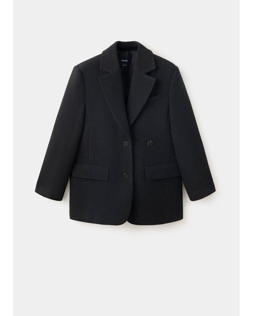 Mango Black Straight Houndstooth Blazer