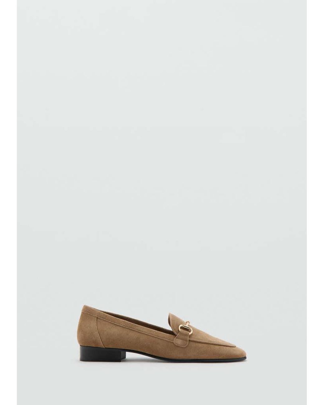 Mango White Suede Moccasins With Buckle