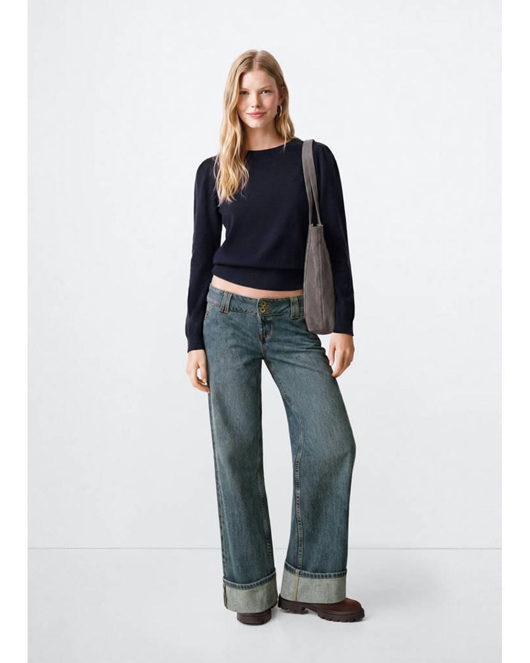 MANGO TEEN Blue Medium-Knit Sweater