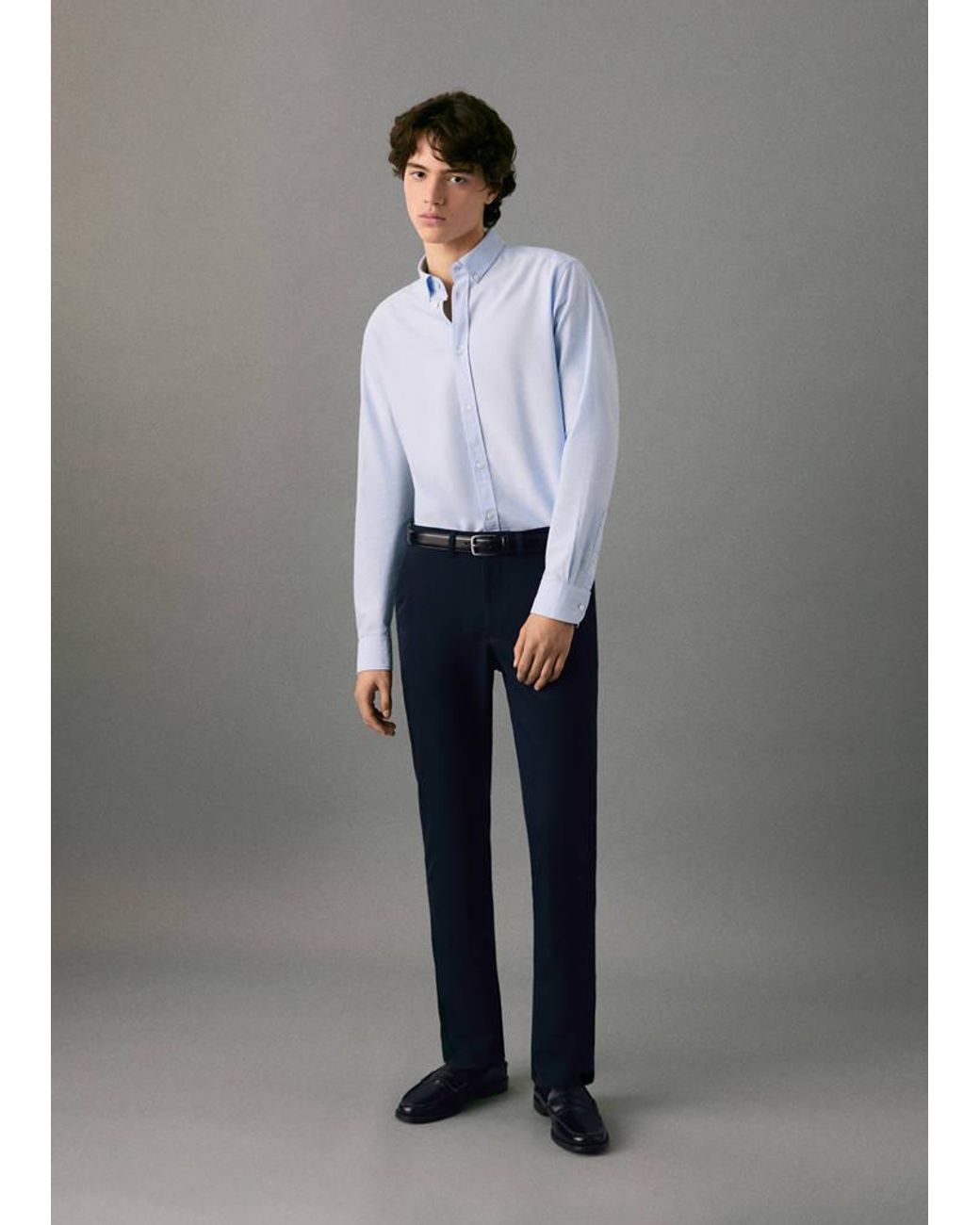 MANGO TEEN Gray Straight-Fit Suit Trousers for men
