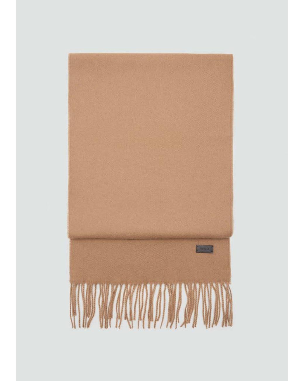 Mango White Plain Fringed Scarf for men