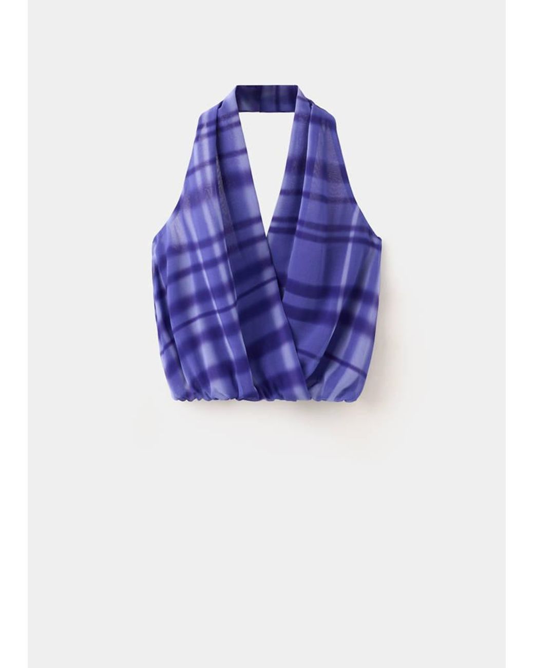 Mango Blue Halter-Neck Printed Top