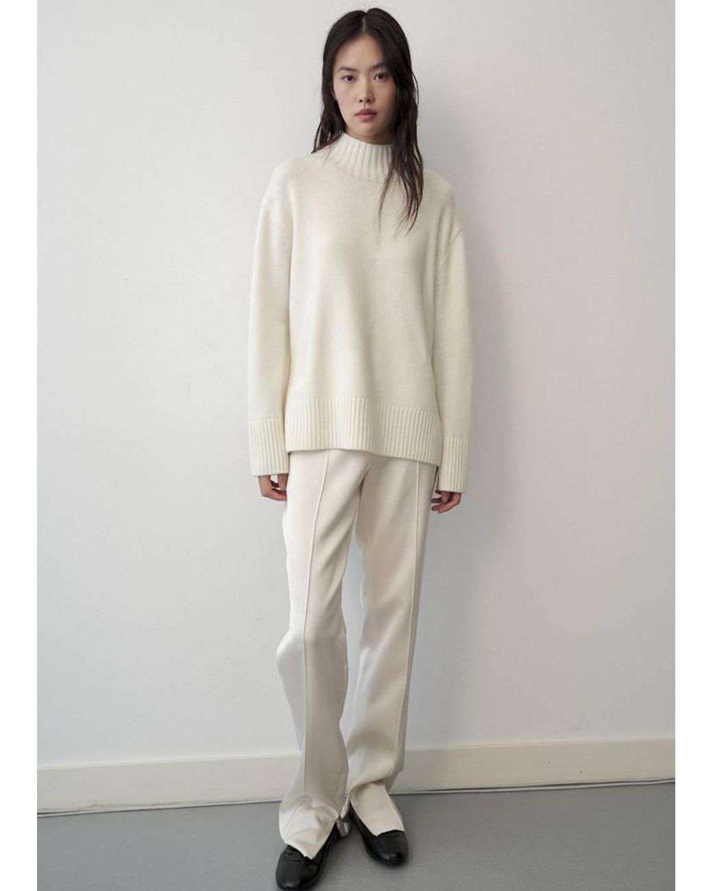 Pull-Over À Col Montant En Laine Blanc Mango en coloris Gray