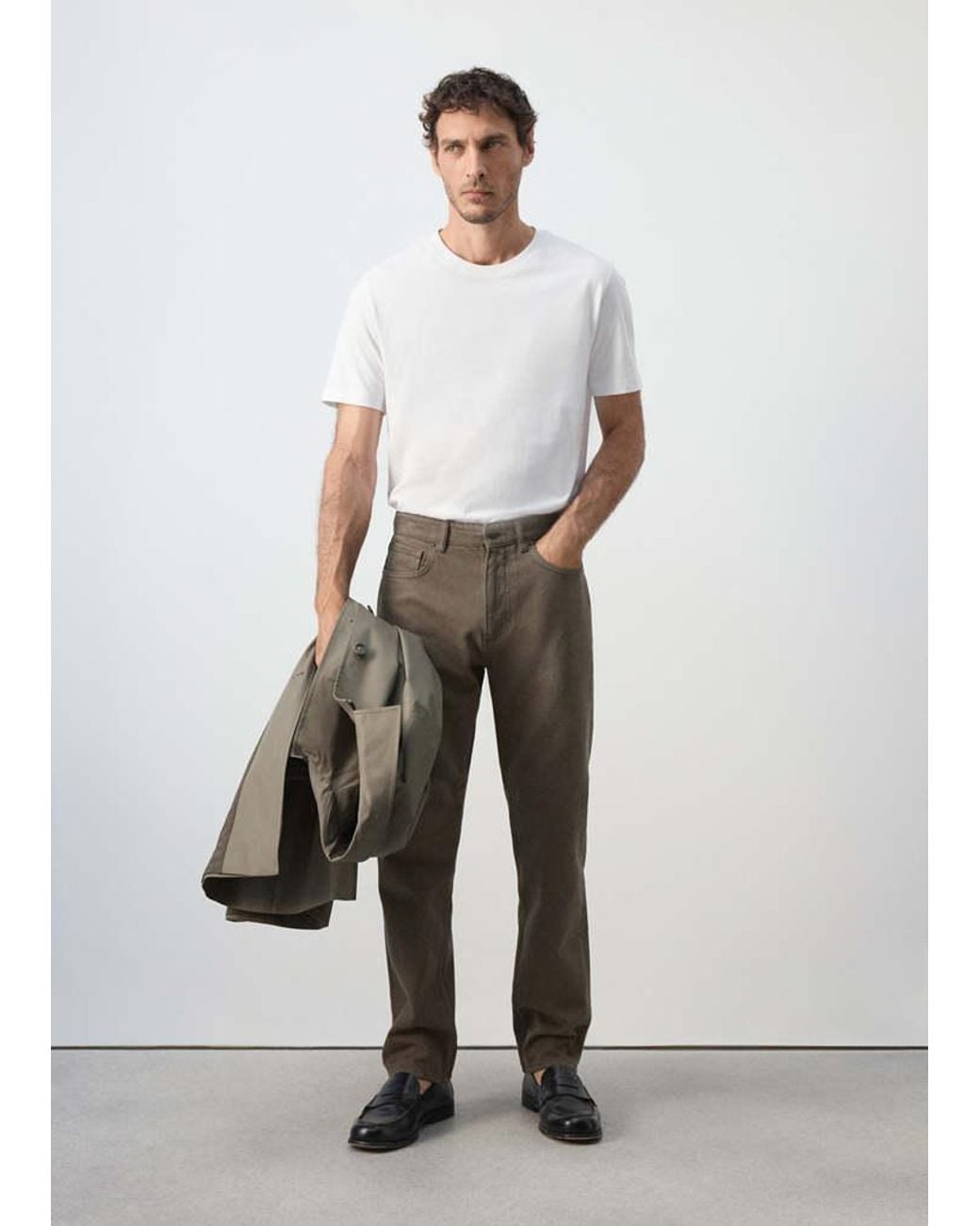 Mango White Bob Regular-Fit Jeans for men