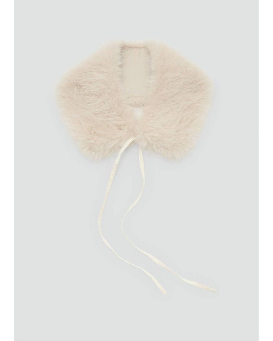 Mango White Faux-Fur Scarf
