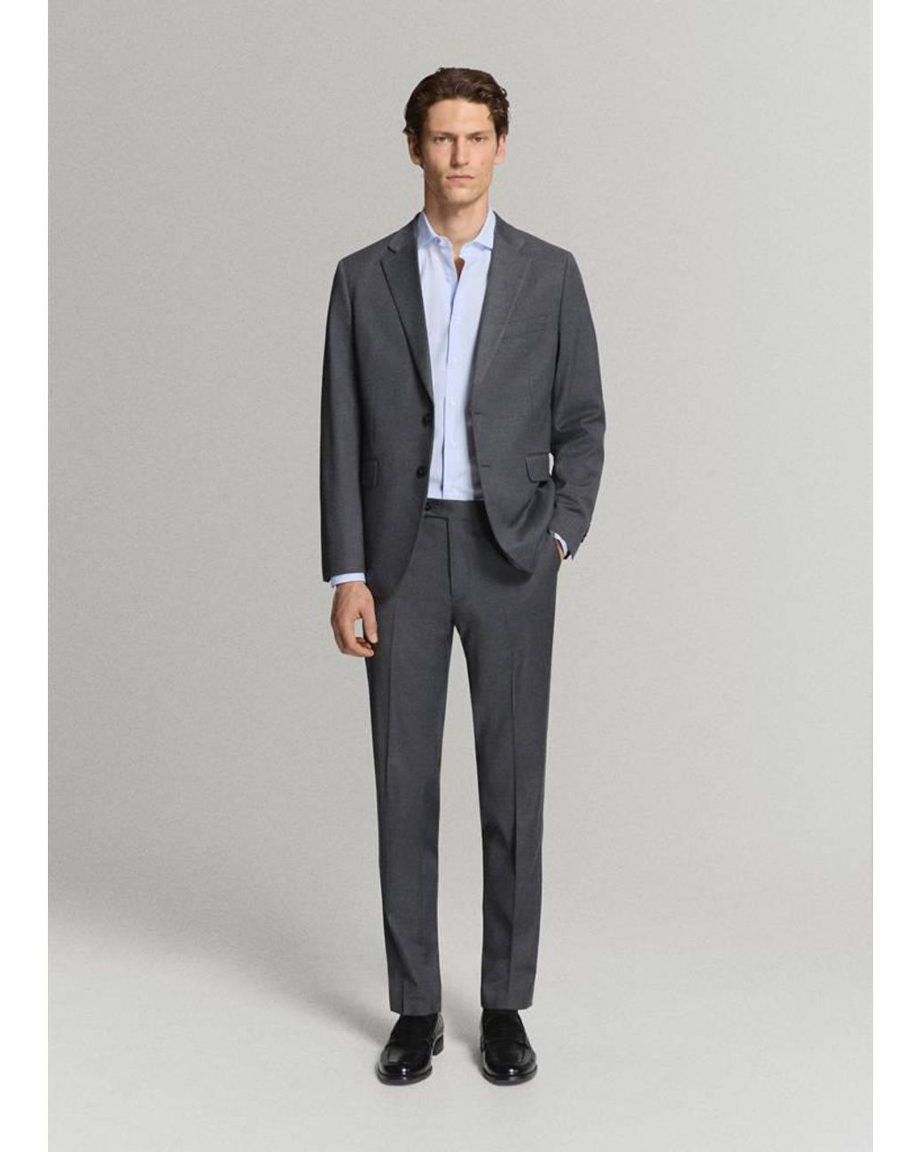 Mango Blue Slim Fit 100% Cotton Striped Formal Shirt for men