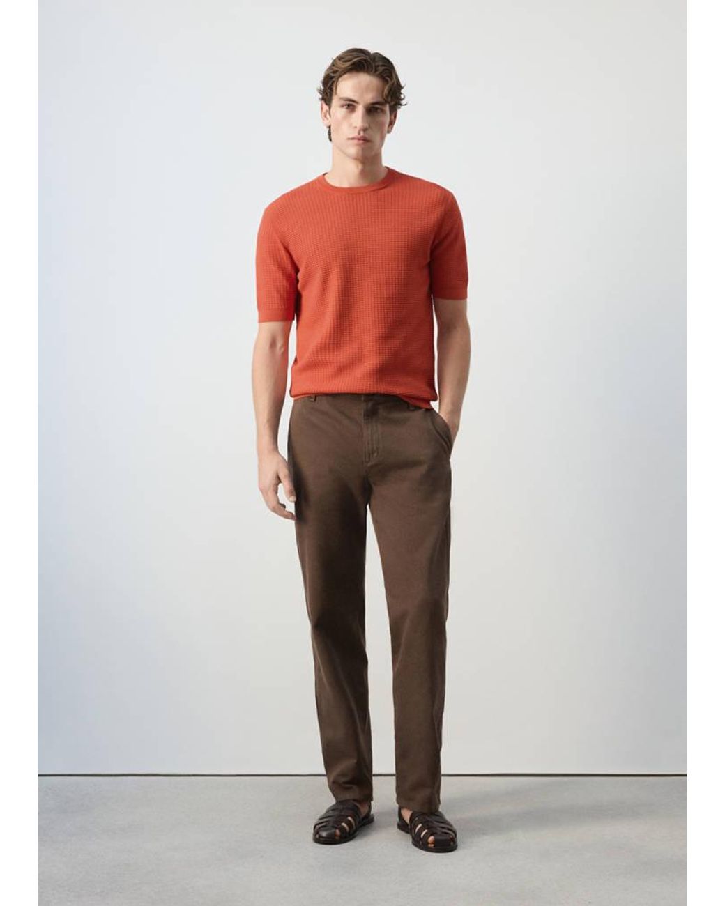 Mango 100% Cotton Textured Knit T-Shirt for men