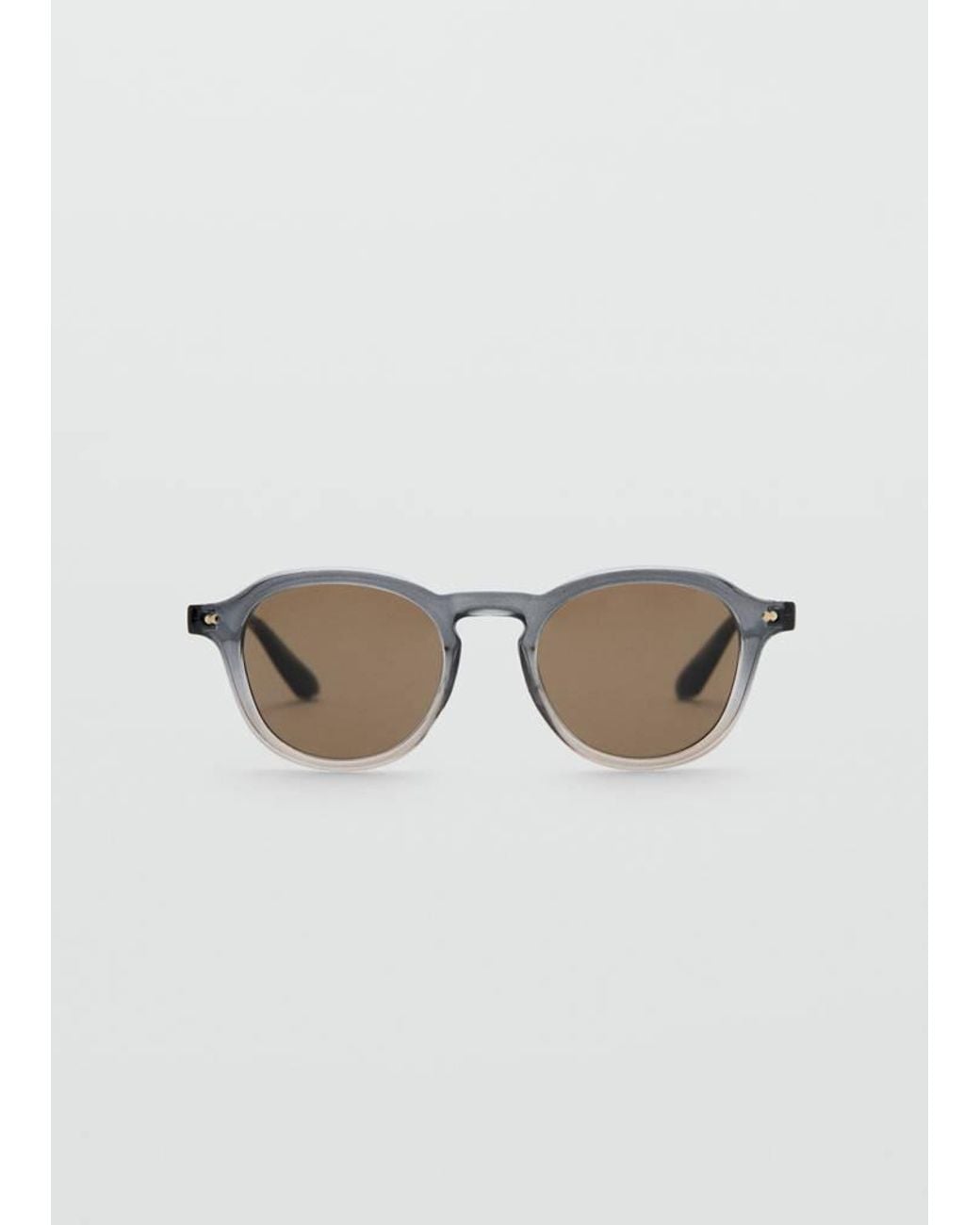 Mango Black Semi-Transparent Round Sunglasses for men