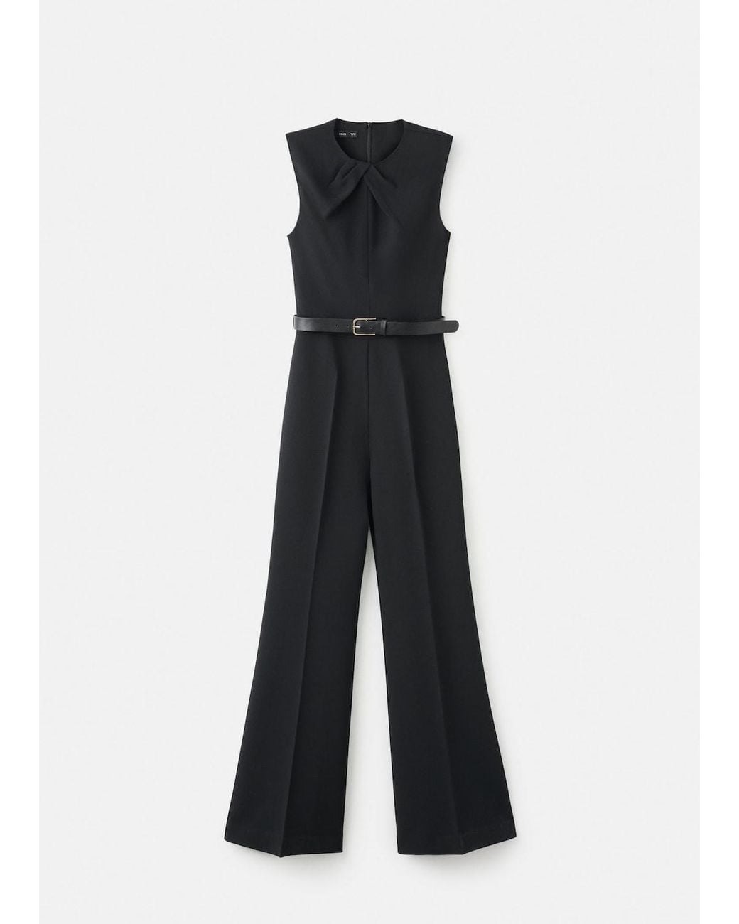 Mango Black Jumpsuit With Draped Detail Belt
