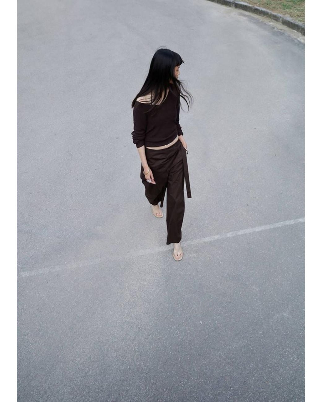 Mango Gray Straight-Leg Trousers With Detachable Scarf