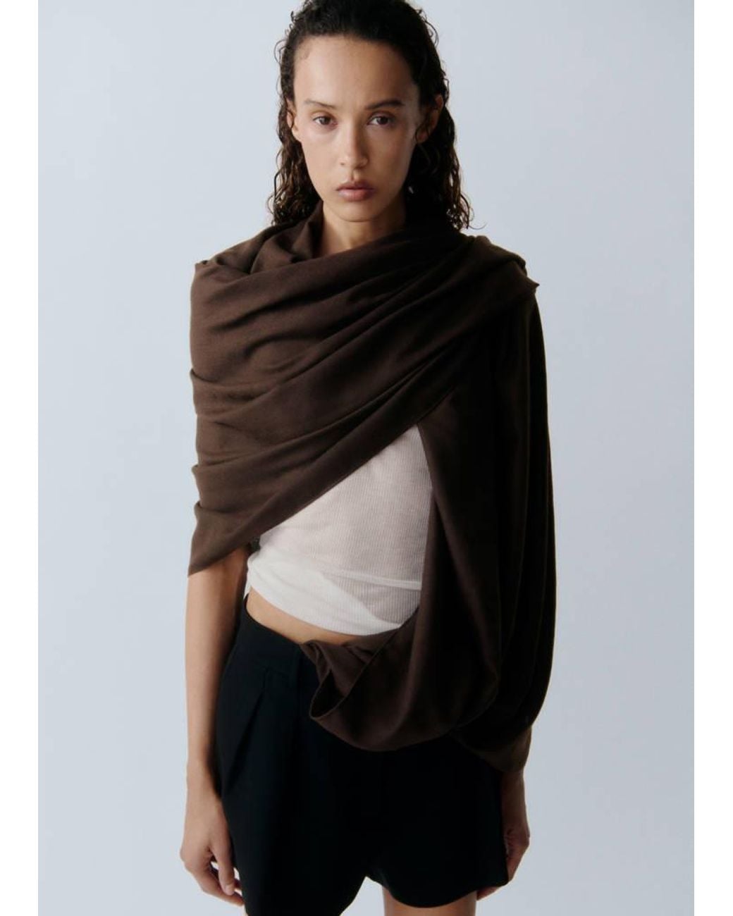 Mango Brown Frayed Edge Scarf