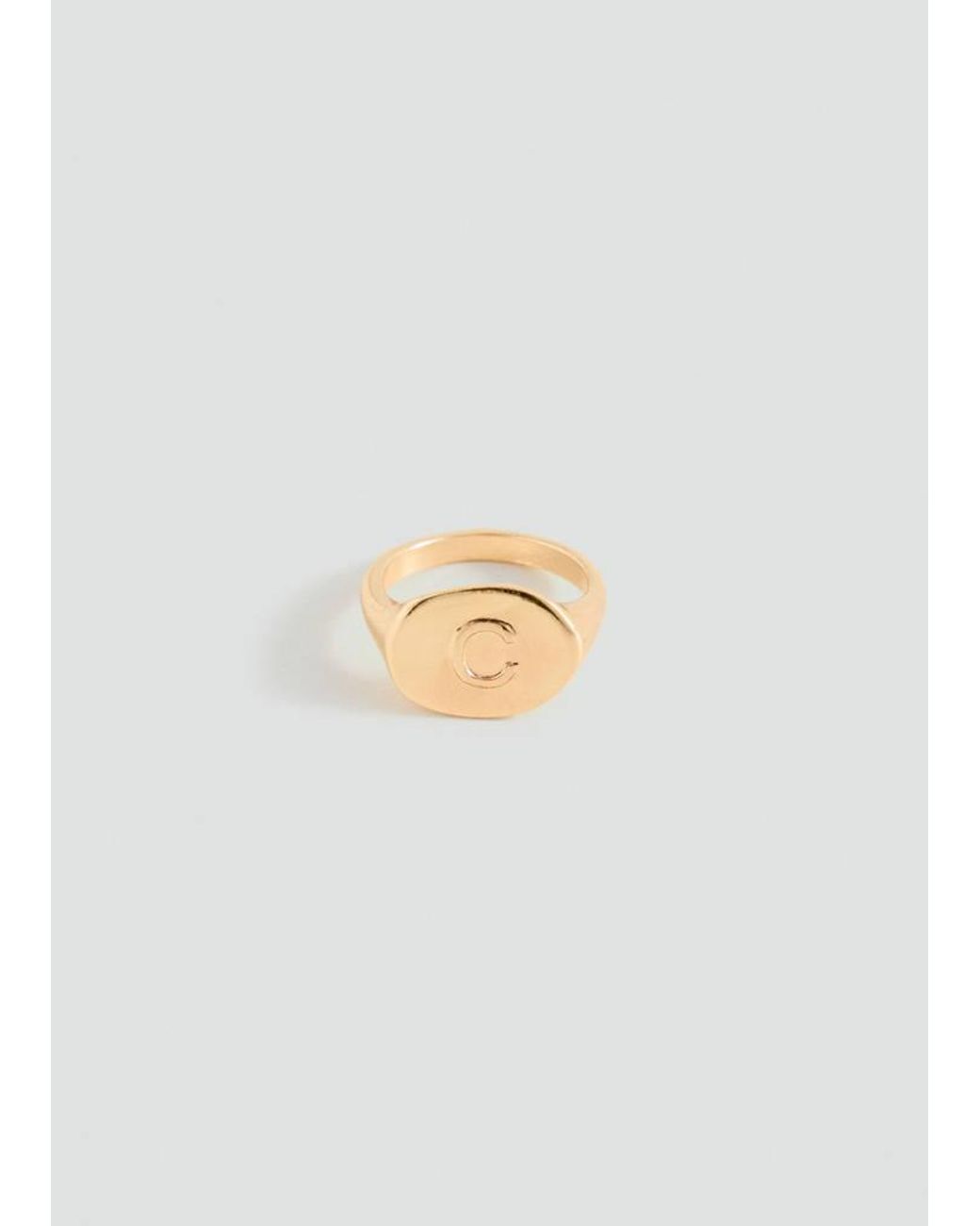 MANGO TEEN White Signet Ring With Letter C