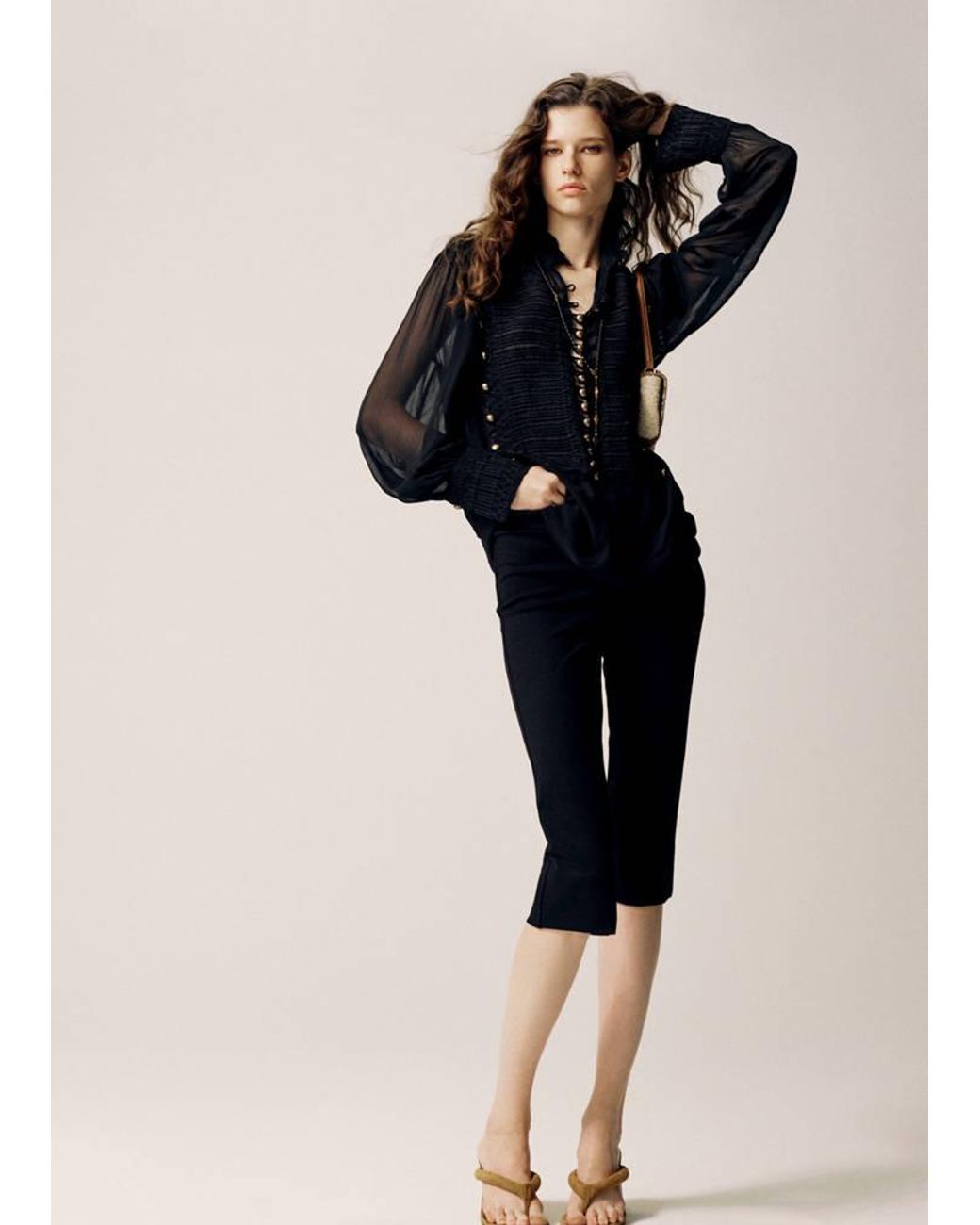 Mango Blue Capri Trousers With Openings
