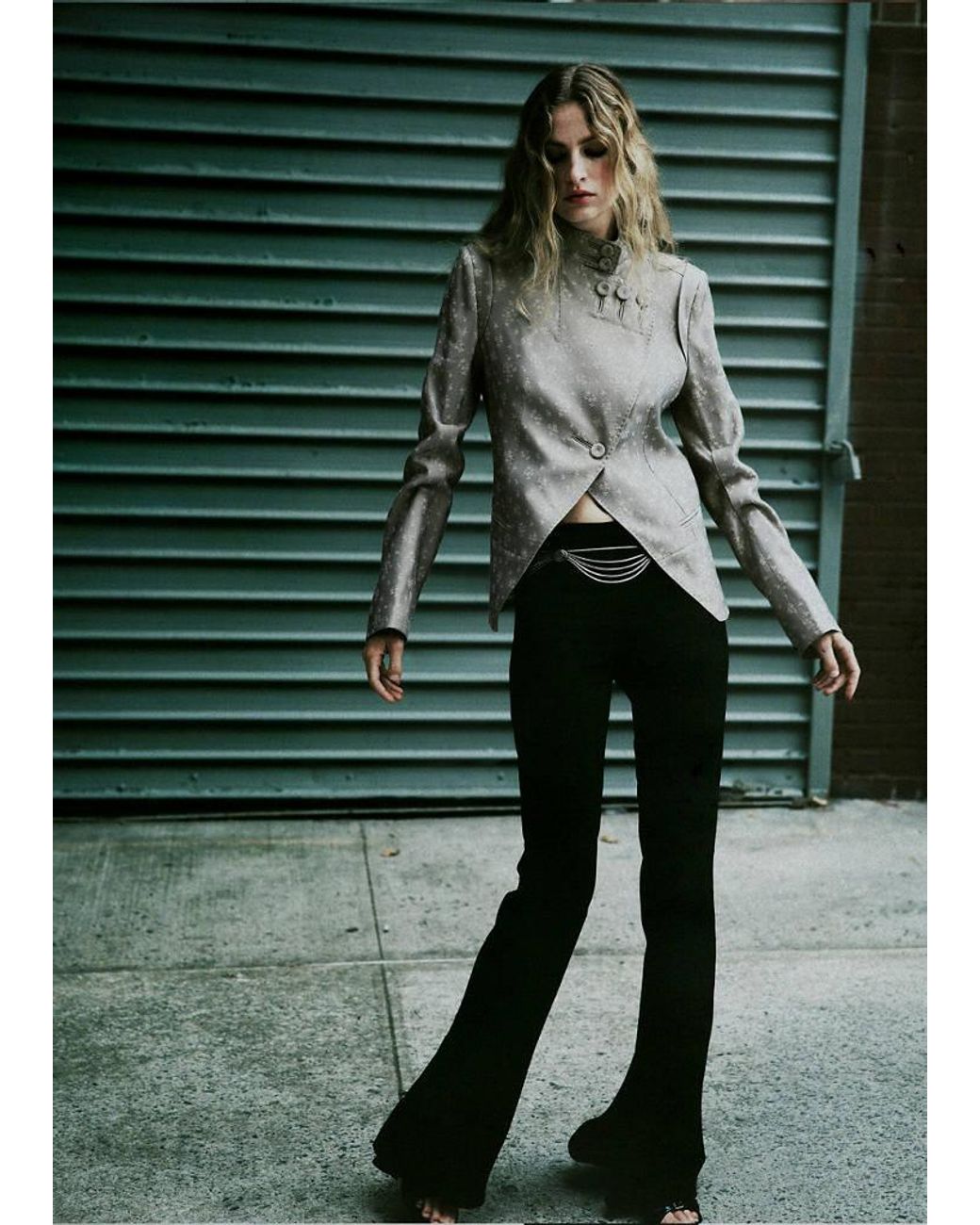Mango White Jacquard Jacket With Lapel